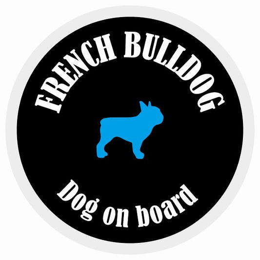 カラフル Dog on board 丸型 フレンチブルドッグ ブラック&ホワイト 直径13cm