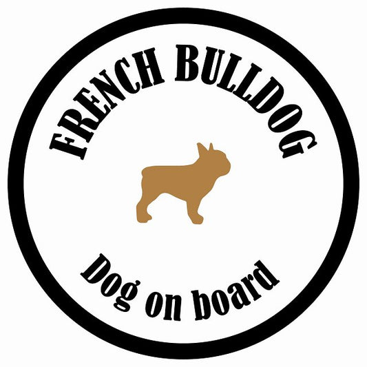 カラフル Dog on board 丸型 フレンチブルドッグ ホワイト&ブラック 直径13cm