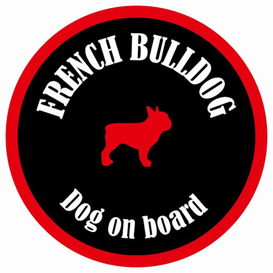 カラフル Dog on board 丸型 フレンチブルドッグ ブラック&レッド 直径13cm