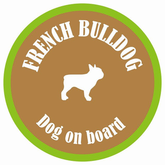 カラフル Dog on board 丸型 フレンチブルドッグ ブラウン&グリーン 直径13cm