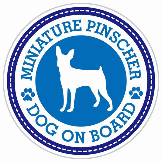Dog on board MINIATURE PINSCHER ミニチュアピンシャー ブルー 直径13cm