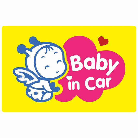 BABY IN CAR Bee みつばち イエロー ステッカー 14x9cm 長方形