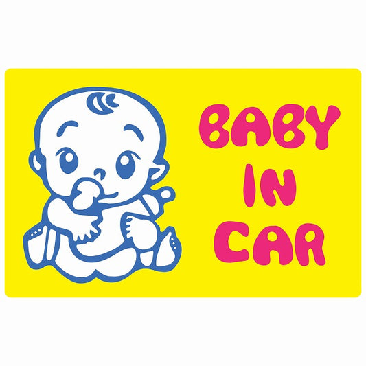 BABY IN CAR おしゃぶり イエロー ステッカー 14x9cm 長方形