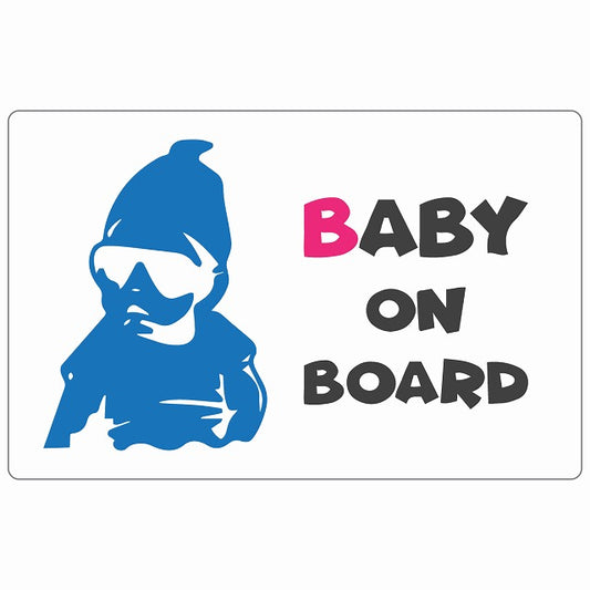 BABY IN CAR Bee みつばち ホワイト ステッカー 14x9cm 長方形