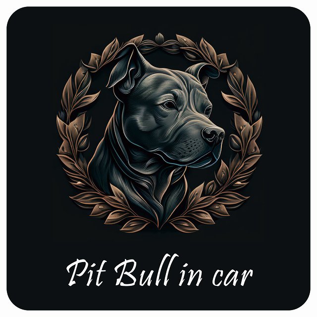 イラスト付 Dog in Car ピットブル Aタイプ ステッカー 正方形 13x13cm シール カーステッカー