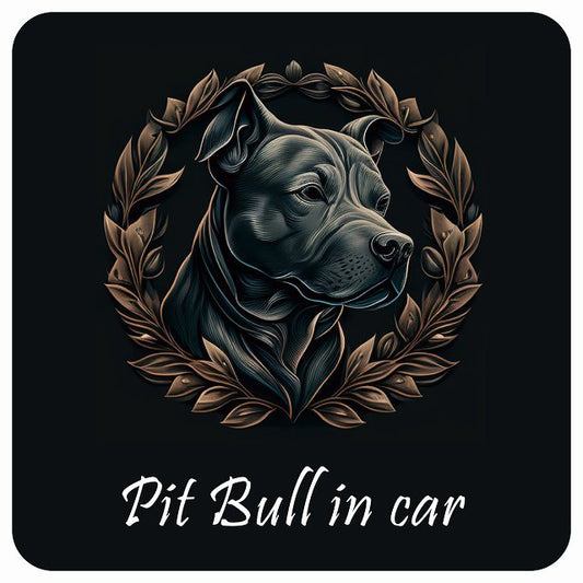 イラスト付 Dog in Car ピットブル Aタイプ ステッカー 正方形 13x13cm シール カーステッカー