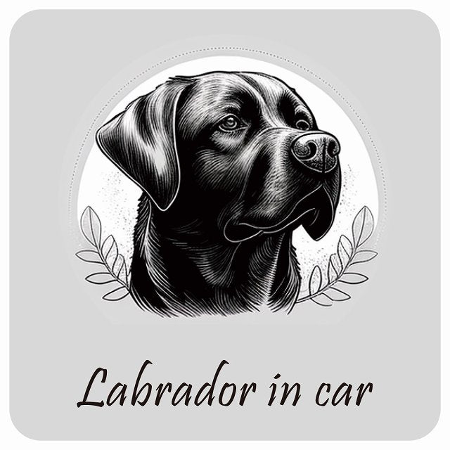 イラスト付 Dog in Car ラブラドール Aタイプ ステッカー 正方形 13x13cm シール カーステッカー