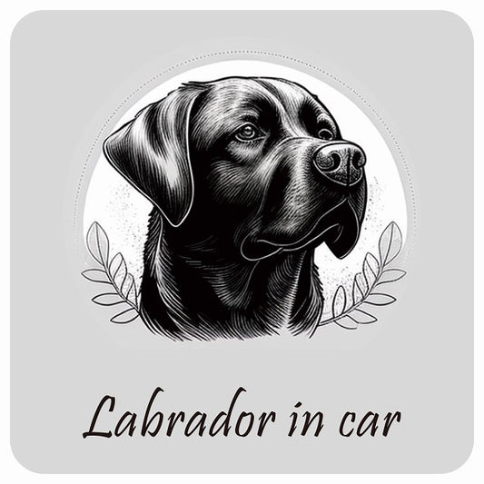 イラスト付 Dog in Car ラブラドール Aタイプ ステッカー 正方形 13x13cm シール カーステッカー