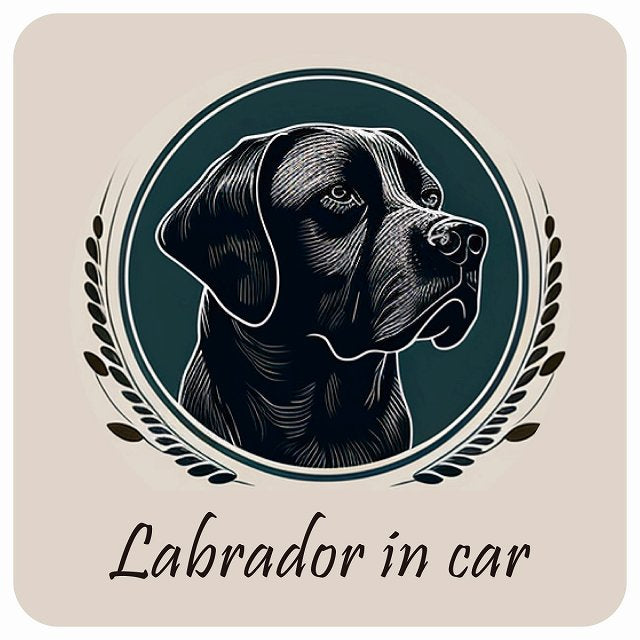イラスト付 Dog in Car ラブラドール B タイプ ステッカー 正方形 13x13cm シール カーステッカー