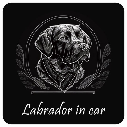 イラスト付 Dog in Car ラブラドール Cタイプ ステッカー 正方形 13x13cm シール カーステッカー