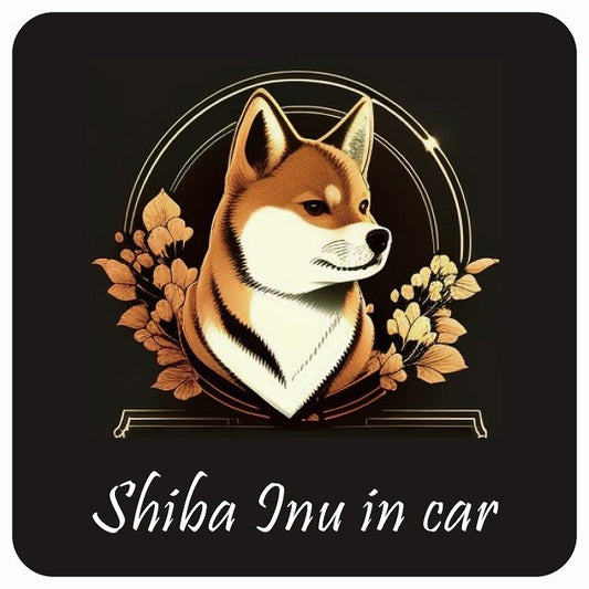 イラスト付 Dog in Car 柴犬 B タイプ ステッカー 正方形 13x13cm シール カーステッカー