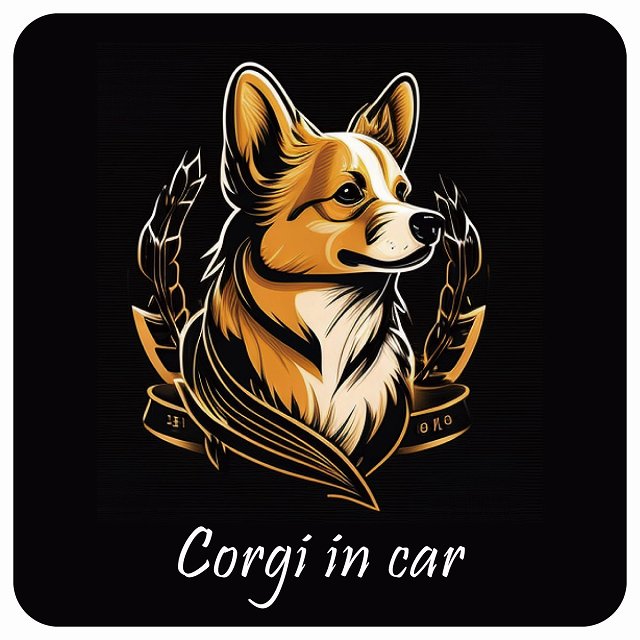 イラスト付 Dog in Car コーギー B タイプ ステッカー 正方形 13x13cm シール カーステッカー