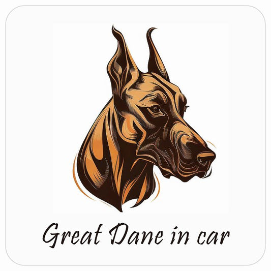 イラスト付 Dog in Car グレートデン B タイプ ステッカー 正方形 13x13cm シール カーステッカー