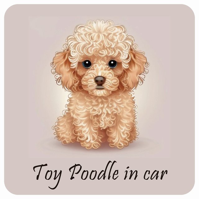イラスト付 Dog in Car トイプードル B タイプ ステッカー 正方形 13x13cm シール カーステッカー