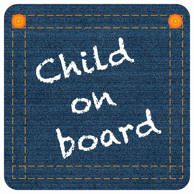 child on board デニム デザイン Cタイプ チョーク書き風 ステッカー 正方形 13x13cm シール カーステッカー