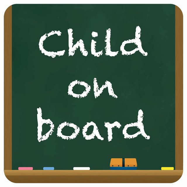 child on board 黒板 デザイン グリーン ステッカー 正方形 13x13cm シール カーステッカー