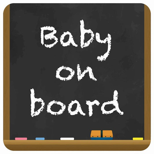 baby on board 黒板 デザイン ブラック ステッカー 正方形 13x13cm シール カーステッカー