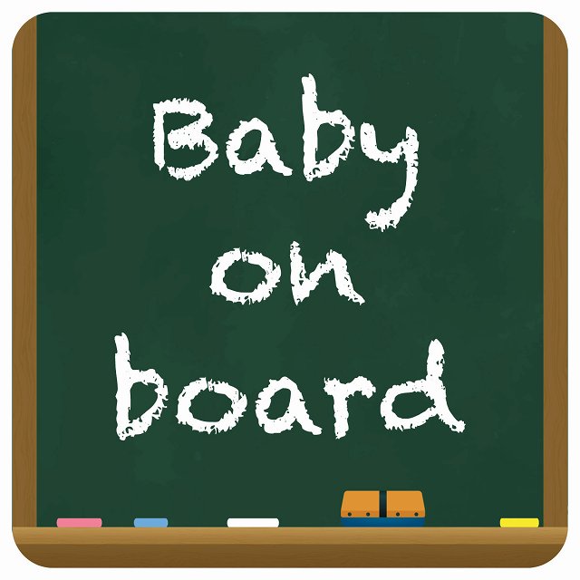 baby on board 黒板 デザイン グリーン ステッカー 正方形 13x13cm シール カーステッカー