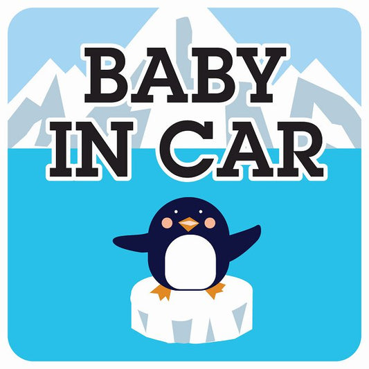 南極 ペンギン BABY IN CAR ステッカー 正方形 13x13cm シール カーステッカー