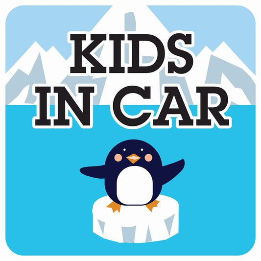南極 ペンギン KIDS IN CAR ステッカー 正方形 13x13cm シール カーステッカー