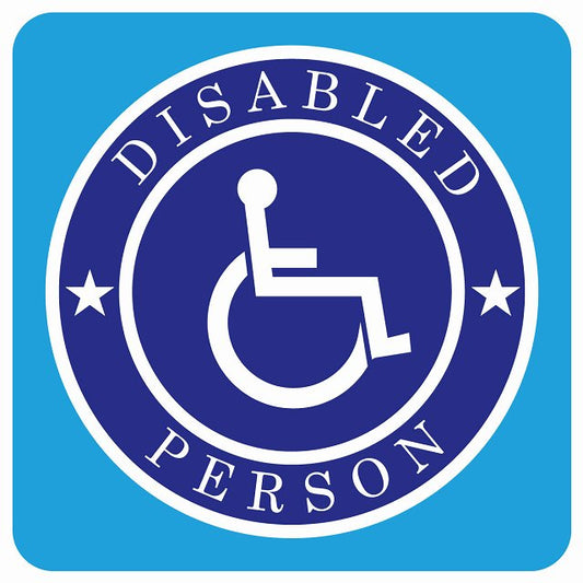 カーサイン 障がい者マーク DISABLED PERSON 車椅子 ブルー ステッカー 正方形 13x13cm シール サインステッカー
