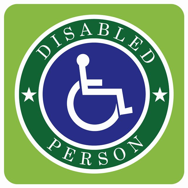 カーサイン 障がい者マーク DISABLED PERSON 車椅子 グリーン ステッカー 正方形 13x13cm シール サインステッカー