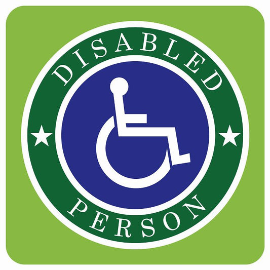 カーサイン 障がい者マーク DISABLED PERSON 車椅子 グリーン ステッカー 正方形 13x13cm シール サインステッカー