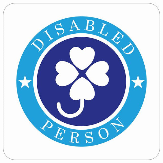 カーサイン 障がい者マーク DISABLED PERSON クローバー ホワイト ステッカー 正方形 13x13cm シール サインステッカー