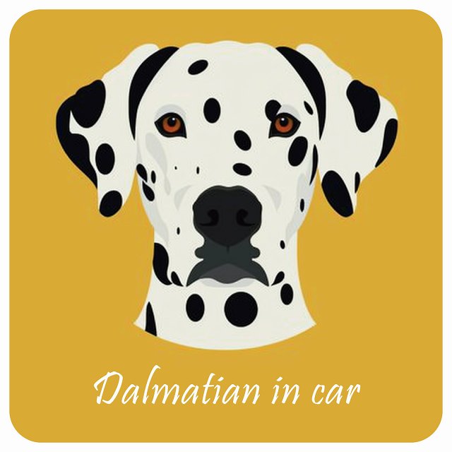 イラスト付 Dog in Car ダルメシアン Aタイプ ステッカー 正方形 13x13cm シール カーステッカー