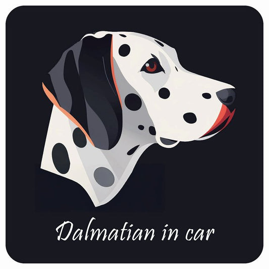 イラスト付 Dog in Car ダルメシアン Bタイプ ステッカー 正方形 13x13cm シール カーステッカー