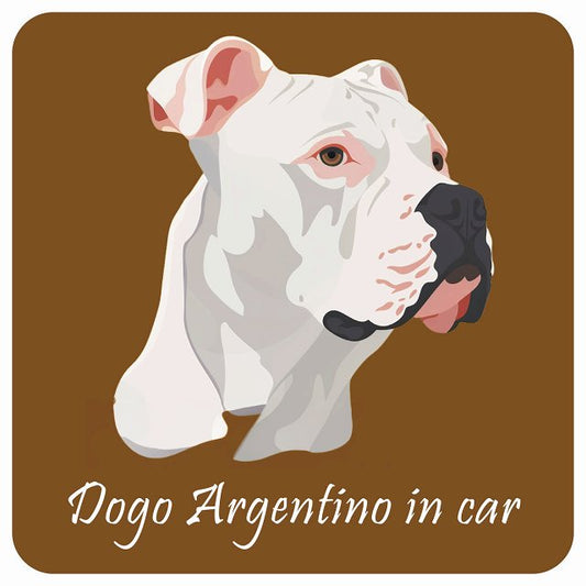イラスト付 Dog in Car ドゴアルヘンティーノ Aタイプ ステッカー 正方形 13x13cm シール カーステッカー