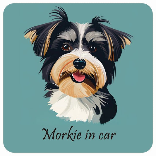 イラスト付 Dog in Car マルーキー Bタイプ ステッカー 正方形 13x13cm シール カーステッカー