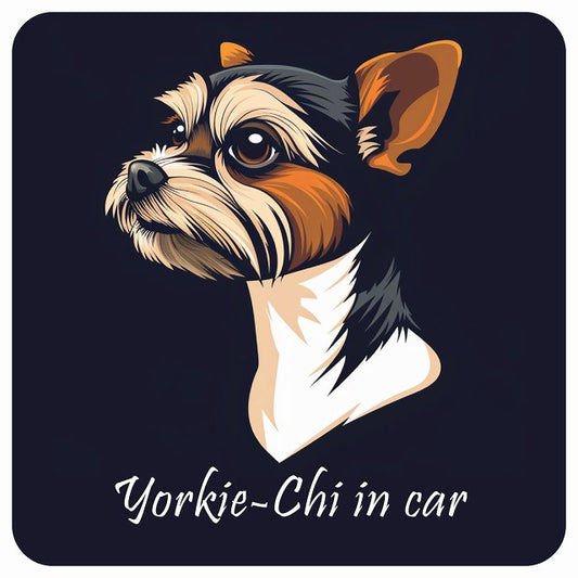 イラスト付 Dog in Car ヨーチー Bタイプ ステッカー 正方形 13x13cm シール カーステッカー
