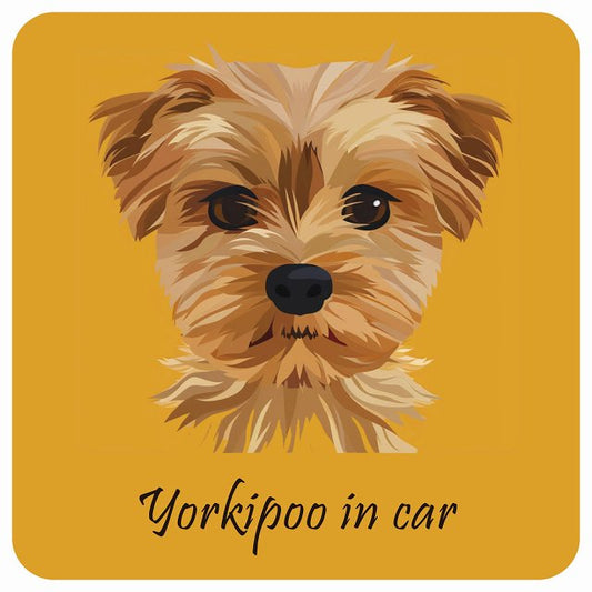 イラスト付 Dog in Car ヨープー Bタイプ ステッカー 正方形 13x13cm シール カーステッカー