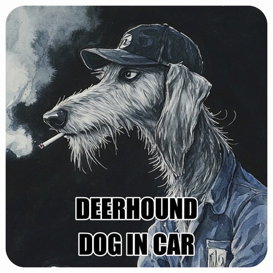 DEERHOUND ディアハウンド DOG IN CAR 作業服 ちょい悪 ステッカー 13x13cm 正方形 シール カーステッカー
