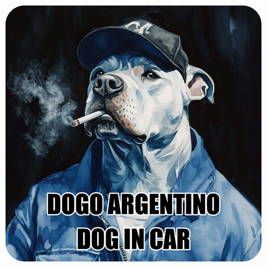 DOGO ARGENTINO ドゴアルヘンティーノ DOG IN CAR 作業服 ちょい悪 ステッカー 13x13cm 正方形 シール カーステッカー