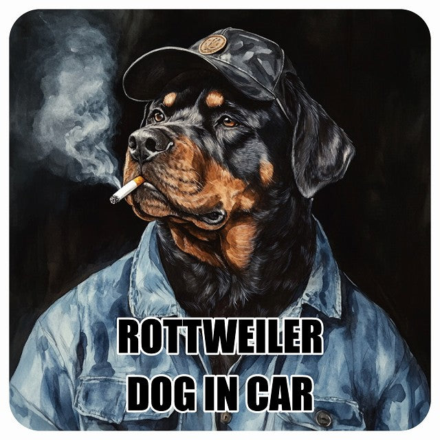 ROTTWEILER ロットワイラー DOG IN CAR 作業服 ちょい悪 ステッカー 13x13cm 正方形 シール カーステッカー