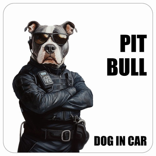 PIT BULL ピットブル DOG IN CAR セキュリティガード風 ちょい悪 ステッカー 13x13cm 正方形 シール カーステッカー