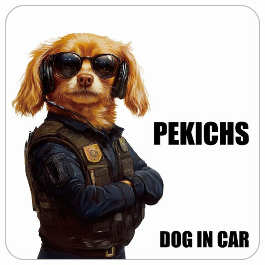 PEKICHS ペキックス DOG IN CAR セキュリティガード風 ちょい悪 ステッカー 13x13cm 正方形 シール カーステッカー
