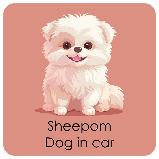 Sheepom シーポメ DOG IN CAR パステル くすみカラー スタイル アニメ風 ステッカー 13x13cm 正方形 シール カーステッカー
