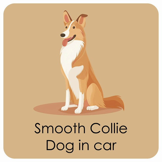 Smooth Collie スムースコリー DOG IN CAR パステル くすみカラー スタイル アニメ風 ステッカー 13x13cm 正方形 シール カーステッカー
