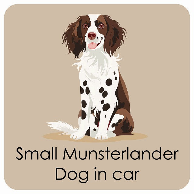 Small Munsterlander スモールミュンスターレンダー DOG IN CAR パステル くすみカラー スタイル アニメ風 ステッカー 13x13cm 正方形 シール カーステッカー