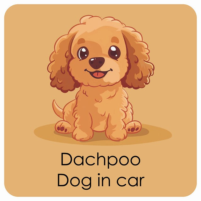 Dachpoo ダップー DOG IN CAR パステル くすみカラー スタイル アニメ風 ステッカー 13x13cm 正方形 シール カーステッカー