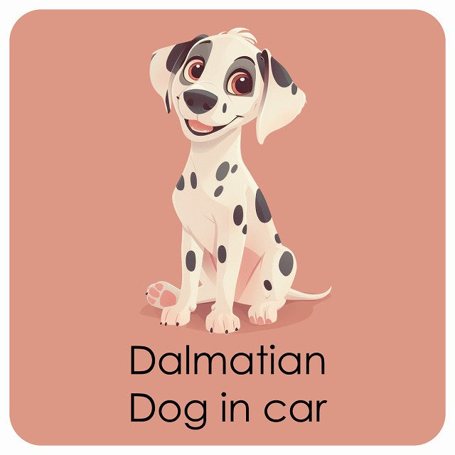 Dalmatian ダルメシアン DOG IN CAR パステル くすみカラー スタイル アニメ風 ステッカー 13x13cm 正方形 シール カーステッカー