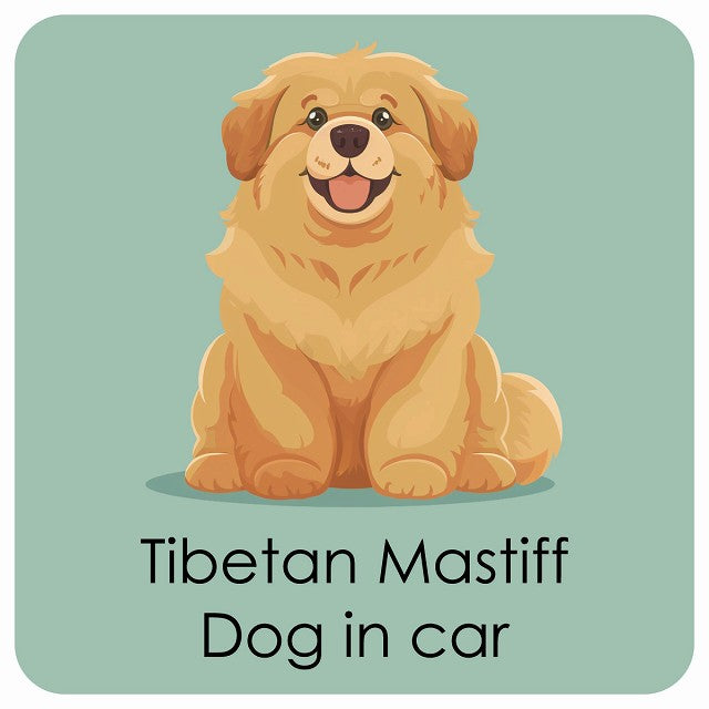 Tibetan Mastiff チベタンマスティフ DOG IN CAR パステル くすみカラー スタイル アニメ風 ステッカー 13x13cm 正方形 シール カーステッカー