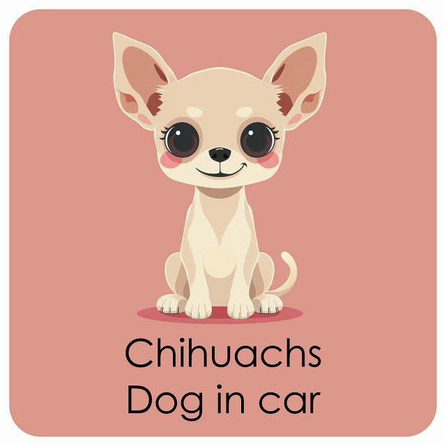 Chihuachs チワックス DOG IN CAR パステル くすみカラー スタイル アニメ風 ステッカー 13x13cm 正方形 シール カーステッカー