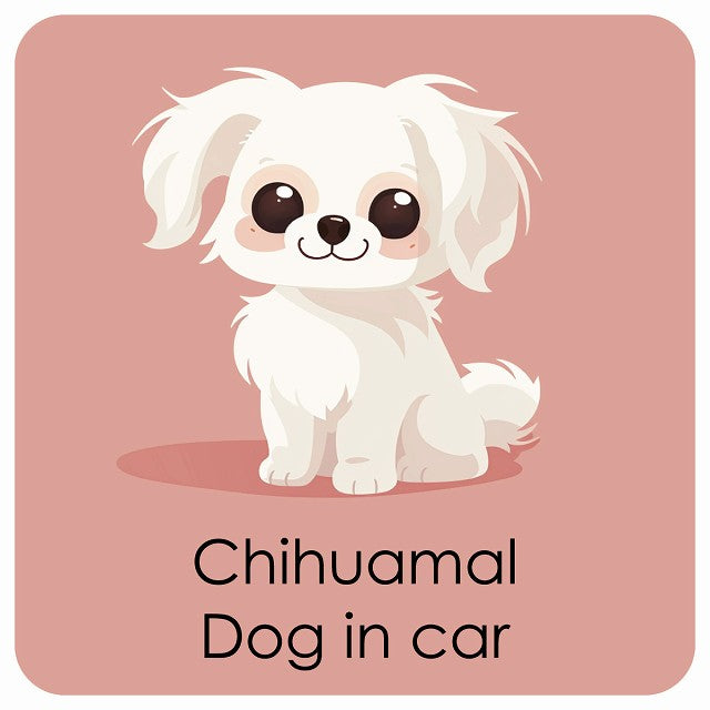 Chihuamal チワマル DOG IN CAR パステル くすみカラー スタイル アニメ風 ステッカー 13x13cm 正方形 シール カーステッカー