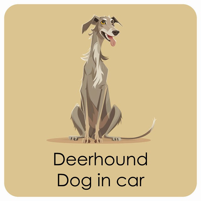 Deerhound ディアハウンド DOG IN CAR パステル くすみカラー スタイル アニメ風 ステッカー 13x13cm 正方形 シール カーステッカー