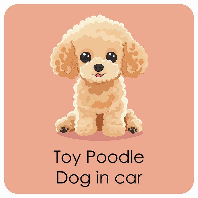 Toy Poodle トイプードル DOG IN CAR パステル くすみカラー スタイル アニメ風 ステッカー 13x13cm 正方形 シール カーステッカー