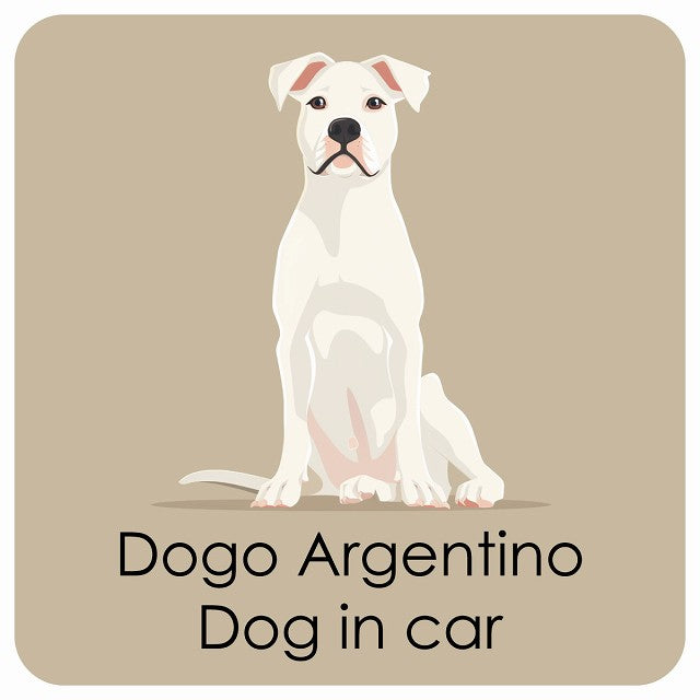 Dogo Argentino ドゴアルヘンティーノ DOG IN CAR パステル くすみカラー スタイル アニメ風 ステッカー 13x13cm 正方形 シール カーステッカー
